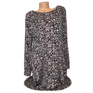 Boden Women's Size 16/18 LARGE Long Sleeve Knee Length Dress Black Pink‎ Floral
